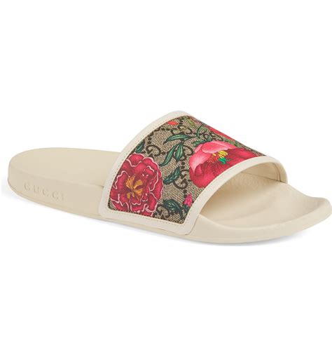 gucci floral slides womens|Gucci floral slides nordstrom.